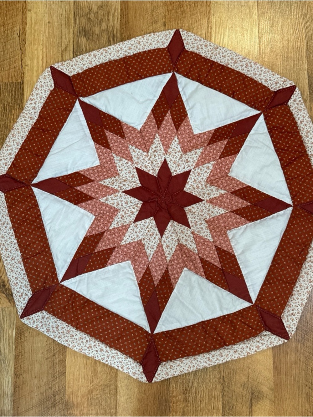 Handmade Quilted Table Topper / Centerpiece Mat – 26” x 26” – Star Pattern